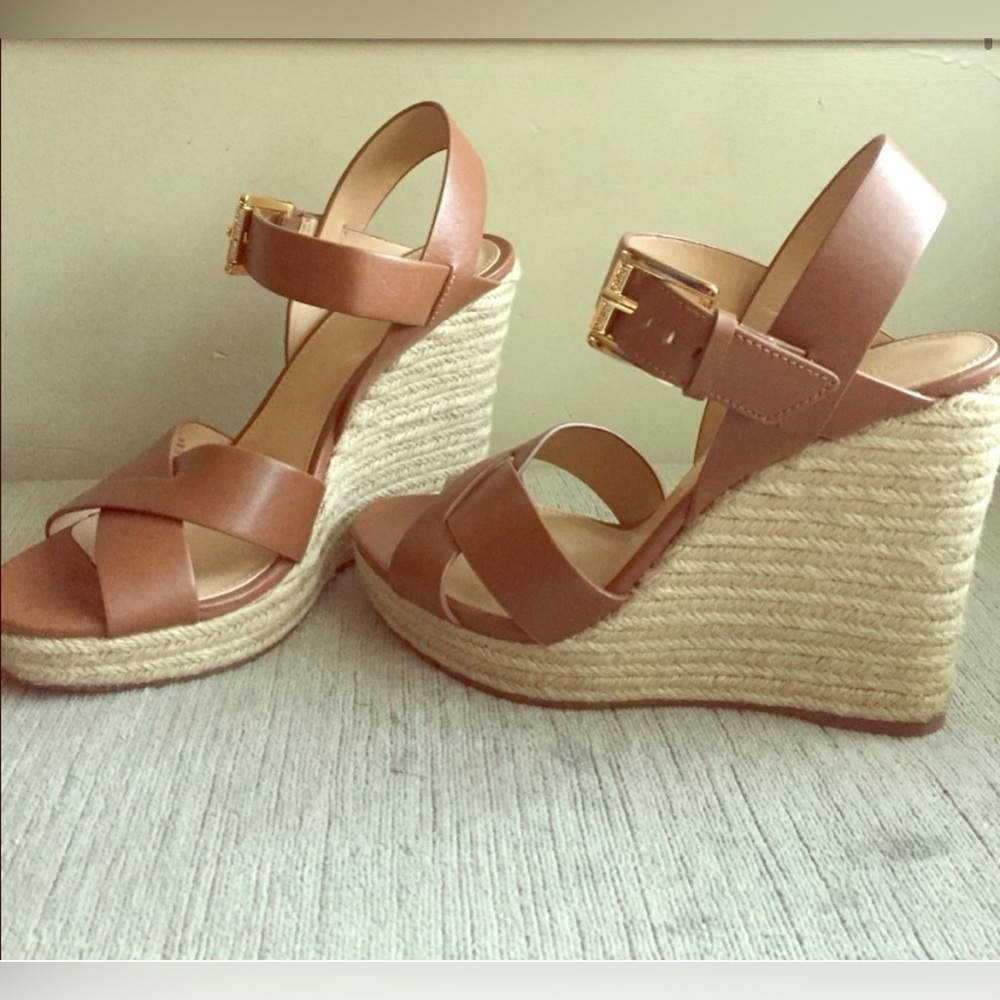 Michael Kors Cognac Wedge Sandals